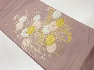 リサイクル　菊模様織出し袋帯